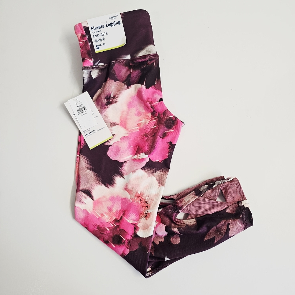 Girls Floral Pink Active Leggings